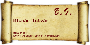 Blanár István névjegykártya