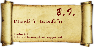 Blanár István névjegykártya